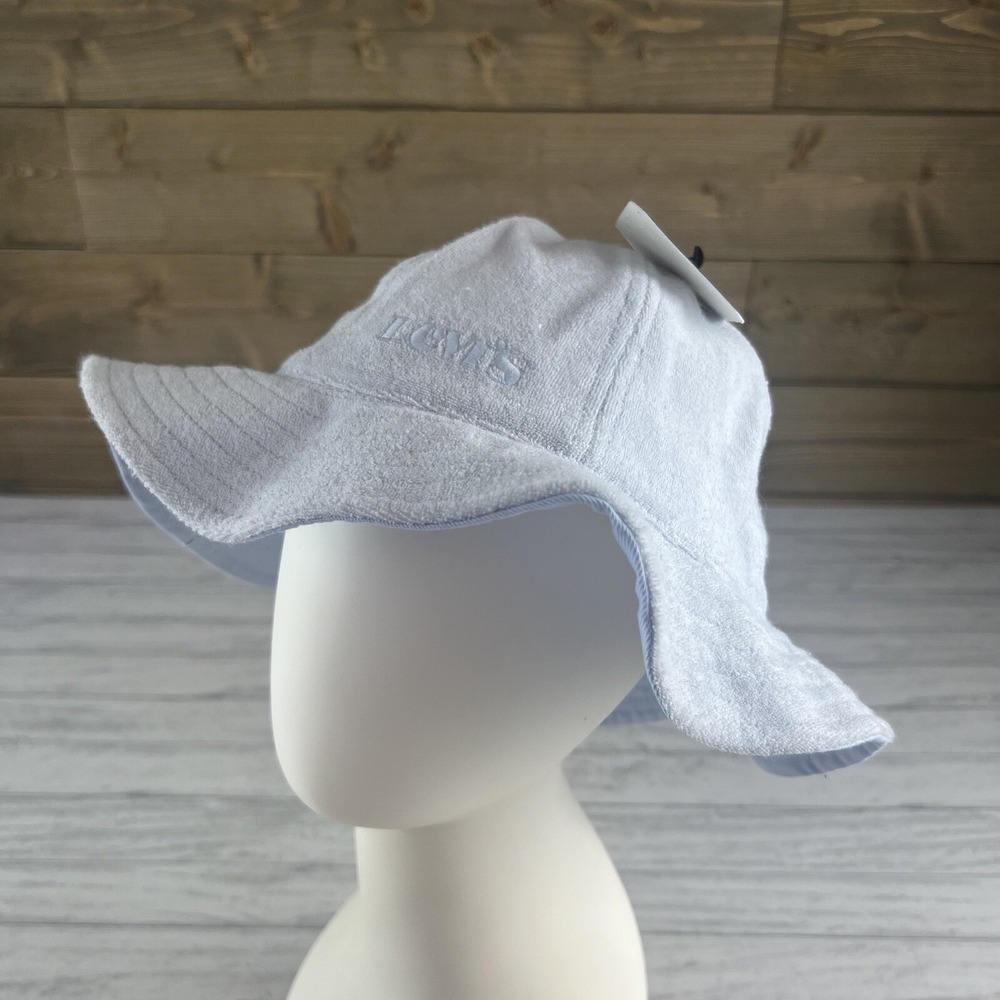 Levis Womens Bucket Hat Cotton Terry Light Blue‎ Size Medium